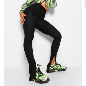 BooHoo High Waist split hem legging